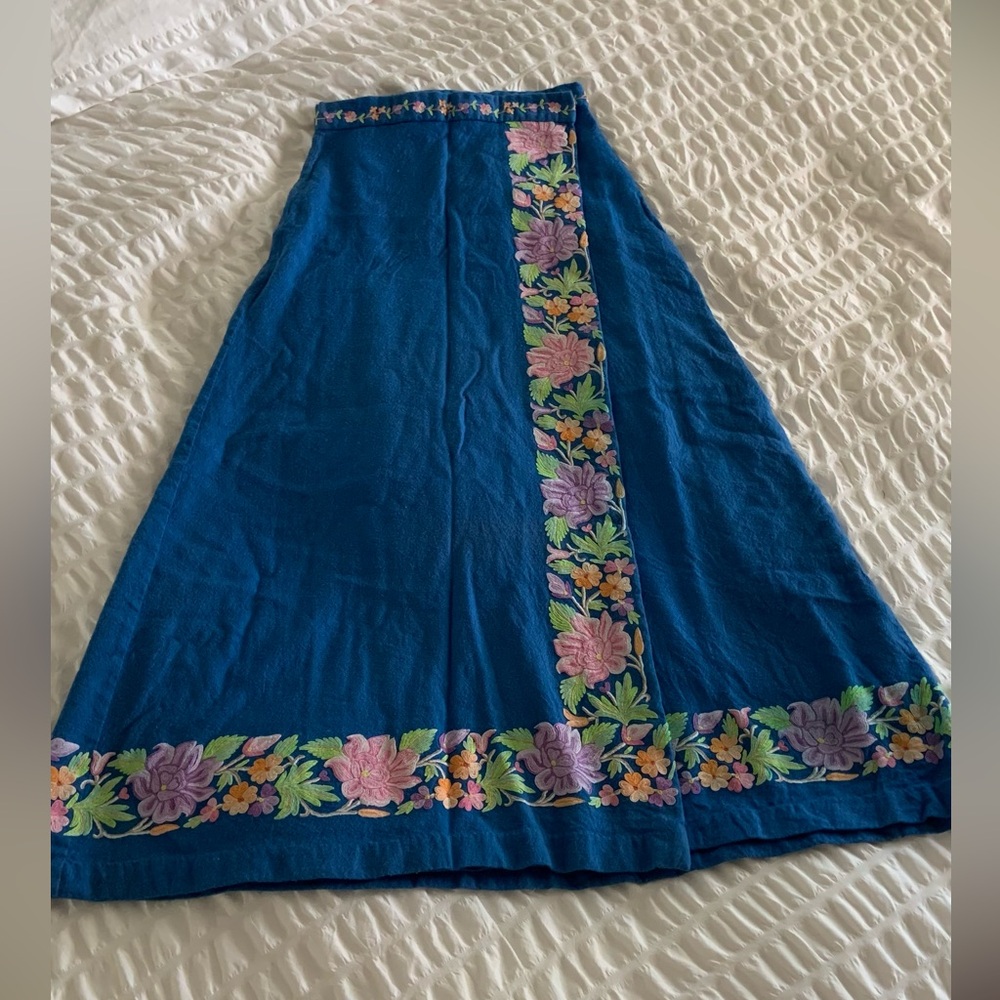 Vintage Ethnic Embroidered Wrap Skirt